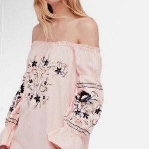 Free People Pink Floral Mini Dress Lg